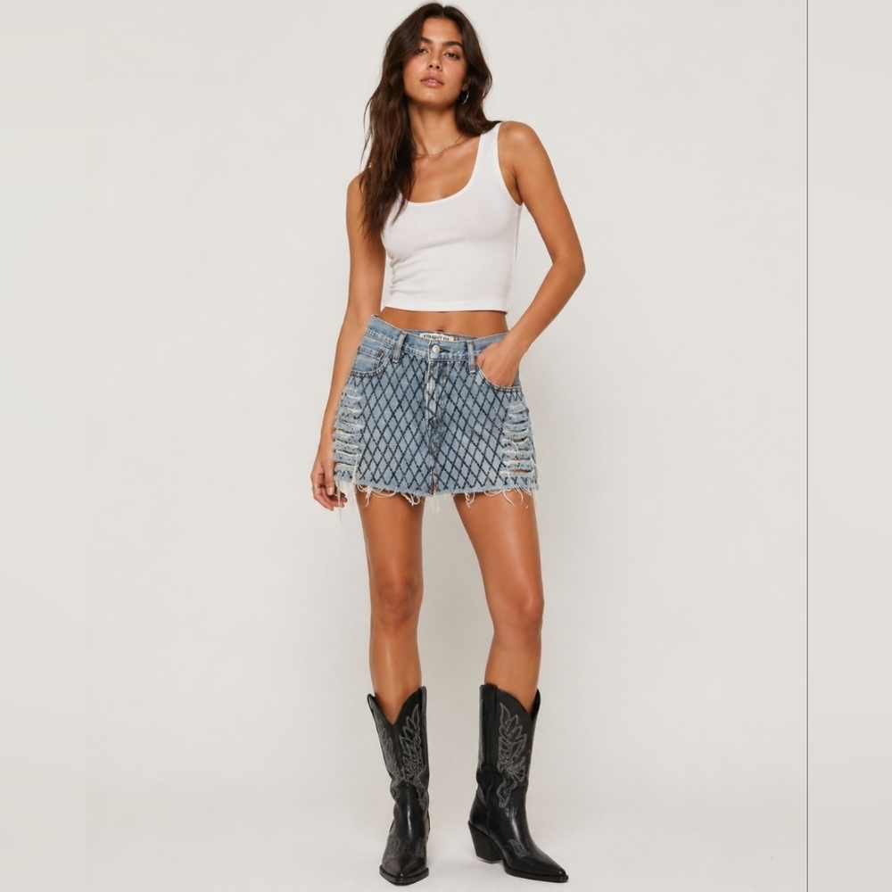 Levi Strauss Denim Short Sequined Skirt